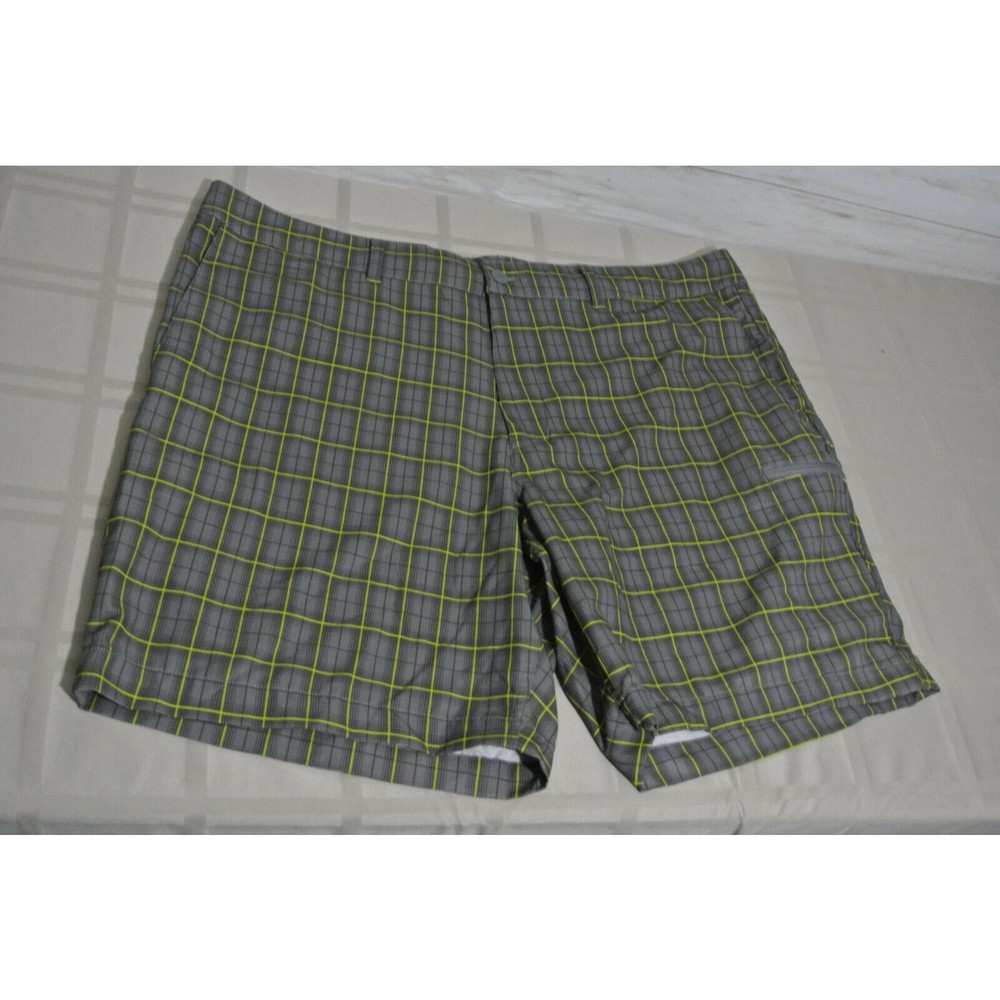 MINTY! NORTH FACE Sz. 40 Men Gray Yellow Plaid HYBRID Light Weight Shorts Swim